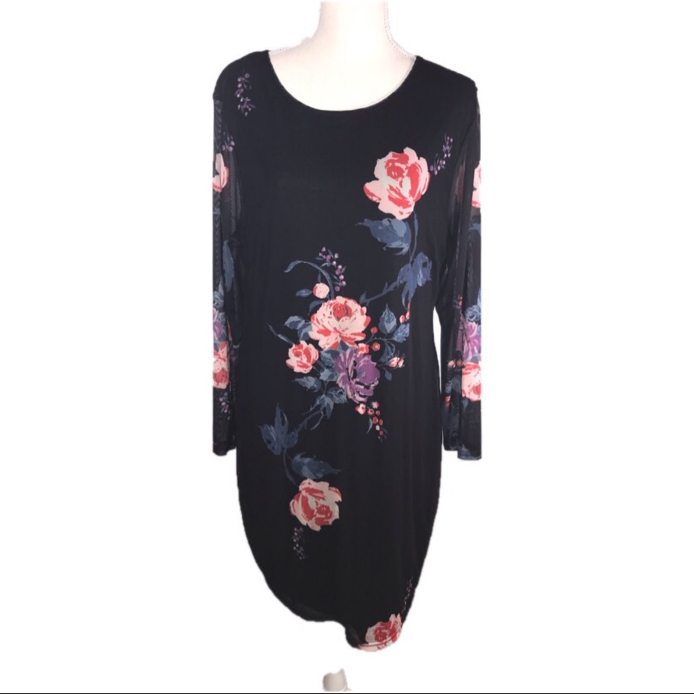 Say What? Black floral print bodycon dress - Picture 3 of 7